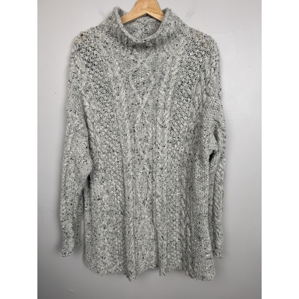 VTG Express Tricot Handknitted Fisherman Cable Knit‎ Chunky Sweater Angora Blend
